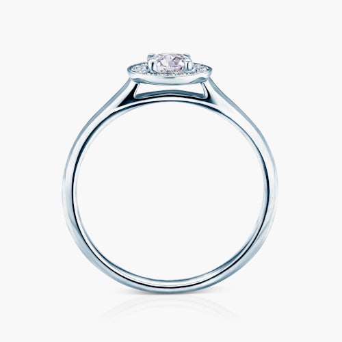 Pierścionek zaręczynowy SAVICKI: białe złoto, biały szafir, diamenty